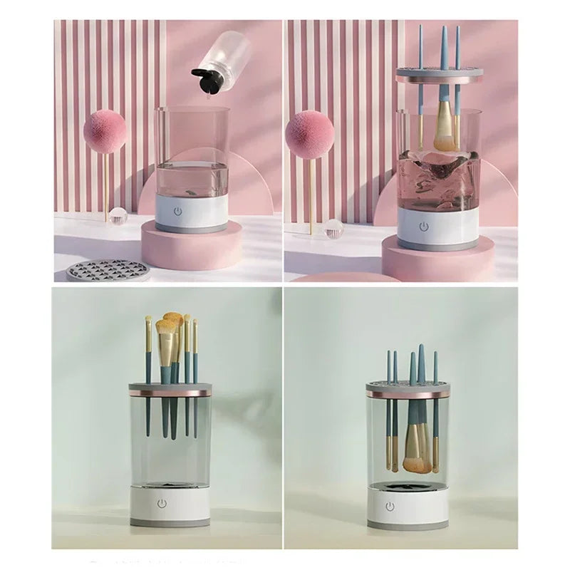 3 In 1 Electric Makeup Brush Cleaner Machine With USB Charging Automatic Cosmetic Brush Quick Dry Cosmetic Brush Cleaning Tools