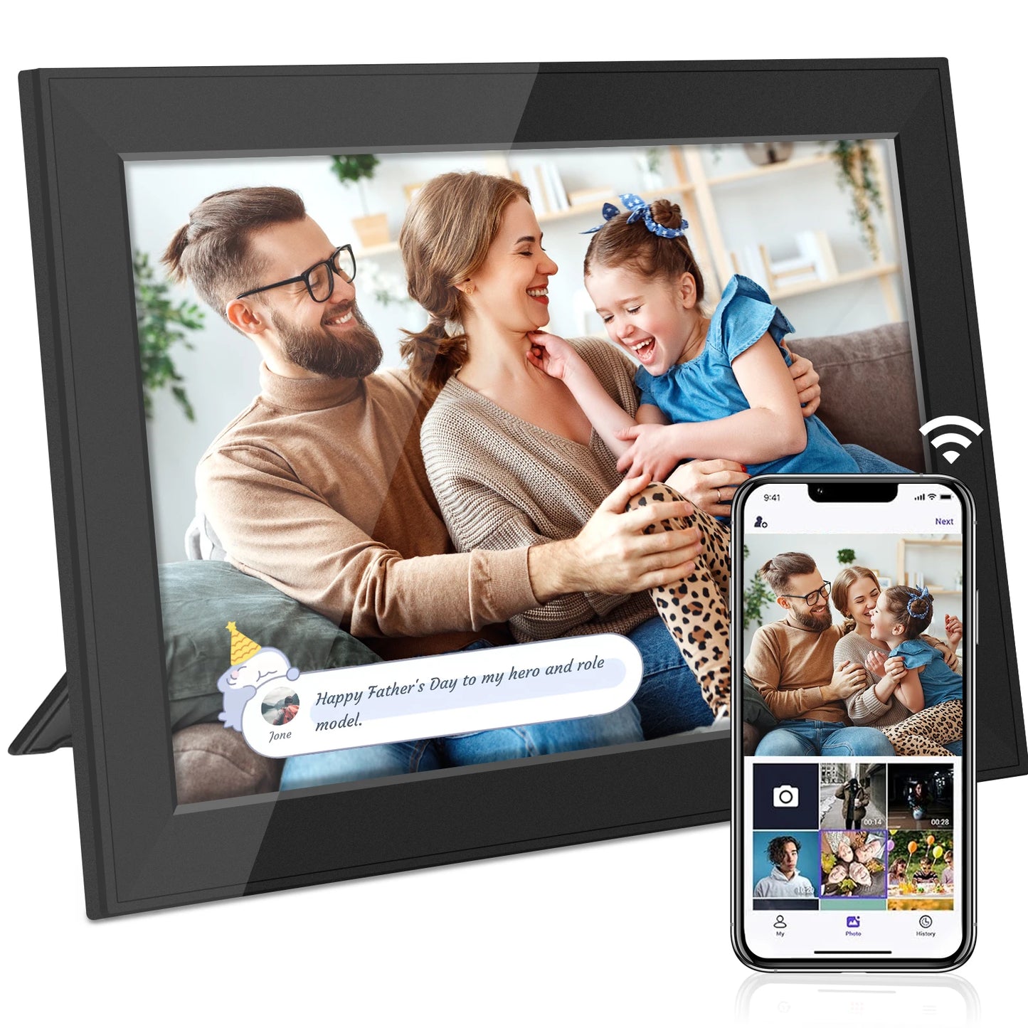 10.1-Inch WiFi Digital Photo Frame Cloud Digital Picture Frame 1280*800 TFT Touch Screen 32GB Storage Share Photo via APP