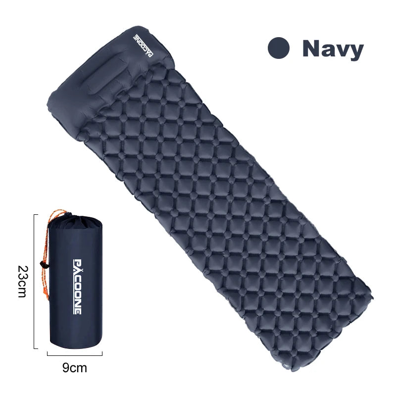 PACOONE Outdoor Sleeping Pad Camping Inflatable Mattress Built-in Pump Ultralight Air Cushion Travel Mat With Headrest For Trave