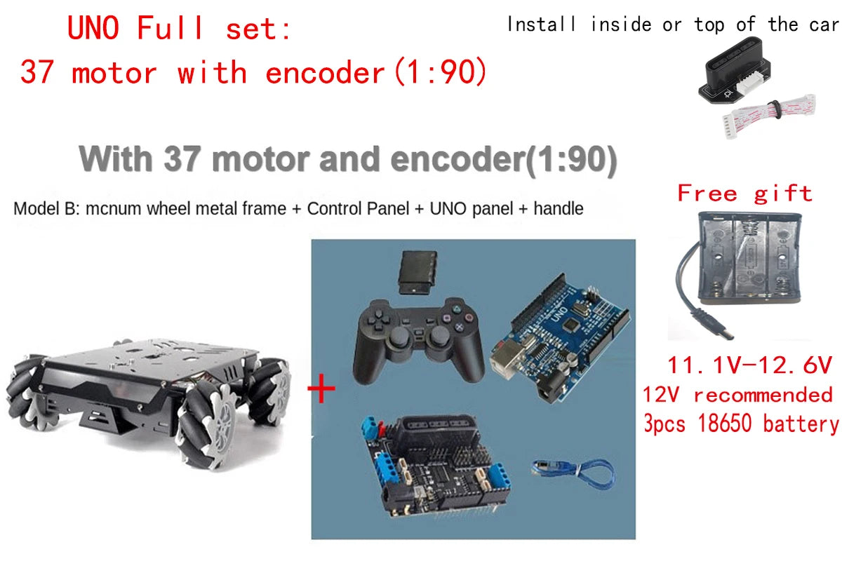 V3 Mecanum Wheel 25Kg Load RC Tank with 12V Motor Robot Car Chassis for Arduino Robot DIY Kit UNO/ESP32 Ps2 Programmable Robot