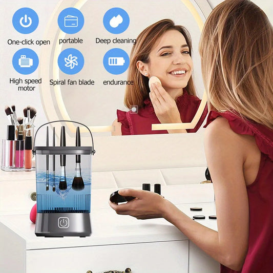 Automatic Electric Makeup Brush Cleaner Rechargeable 3 In 1 Type C-Charging Cosmetic Brush Washing Drying Washing Tools Machine