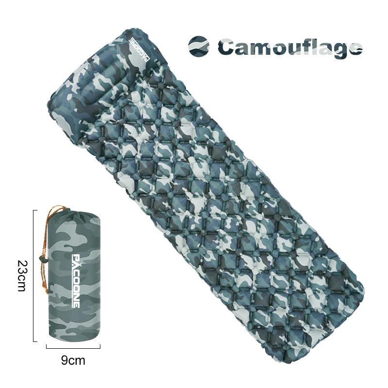 PACOONE Outdoor Sleeping Pad Camping Inflatable Mattress Built-in Pump Ultralight Air Cushion Travel Mat With Headrest For Trave
