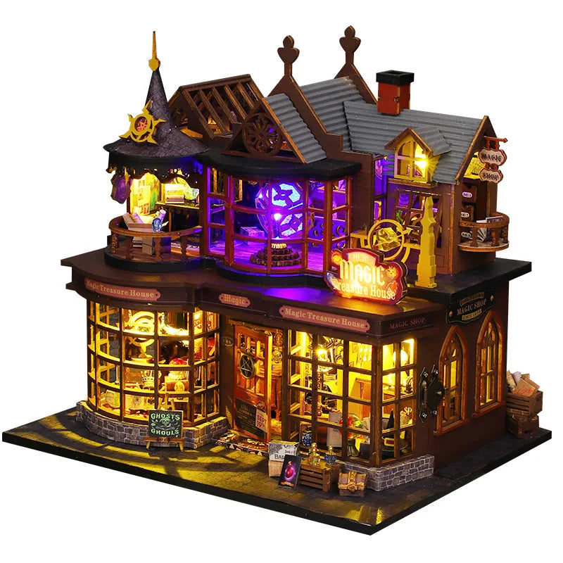 2014 DIY Doll House Wooden Miniature Building Kits  Dollhouse Furniture Accessories Toys for Children Birthday Christmas Gifts