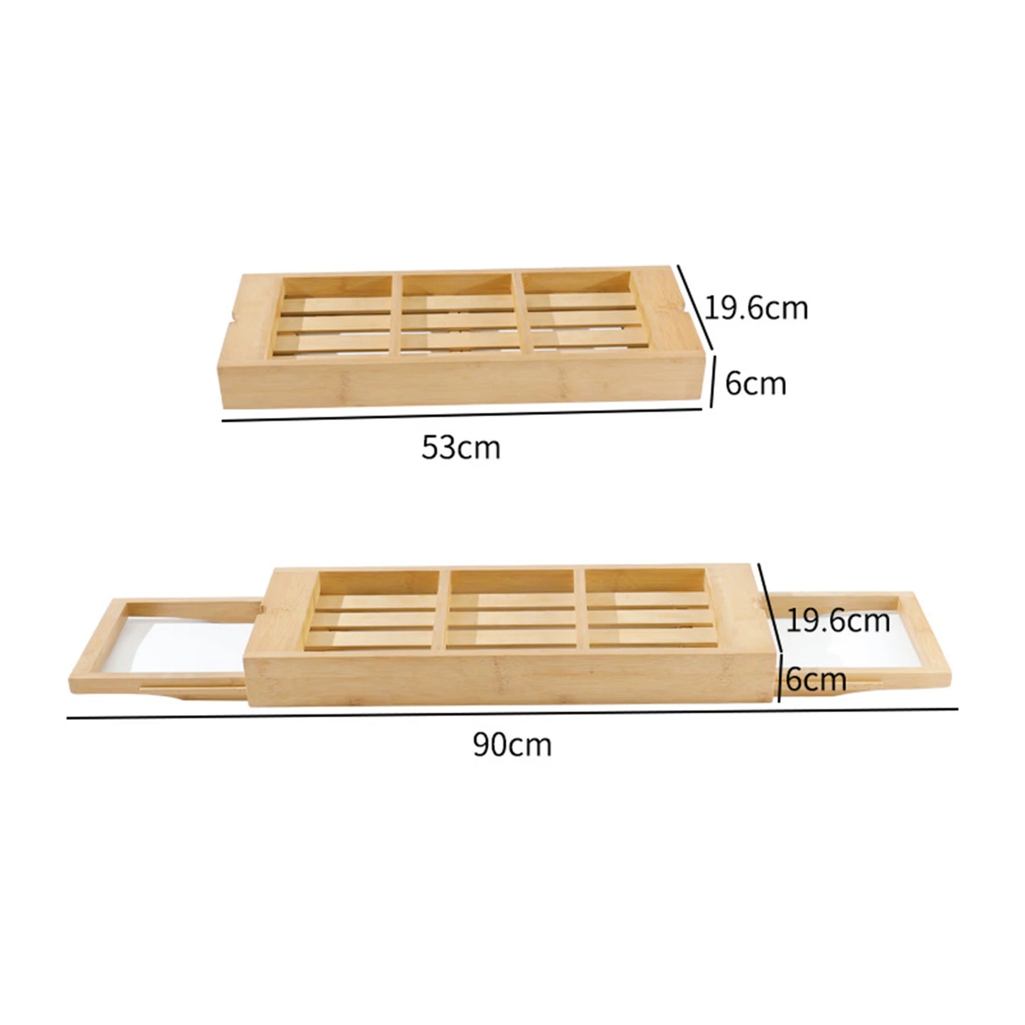 Expandable Luxury Wooden Bathtub Caddy Tray Bathtub Accessories 23.62''-34.25'' Soap Dish Non Slip Tablet Holder Storage Holder