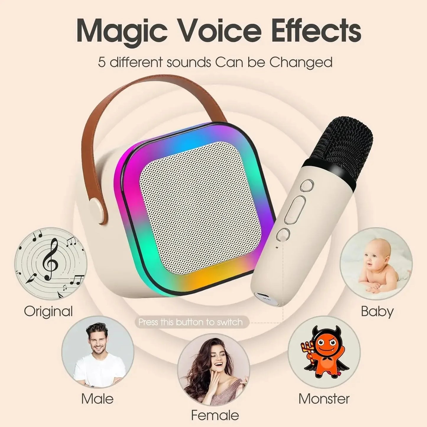 K12 Karaoke Machine Mini Portable BlueTooth Karaoke Speaker with 2 Wireless Microphones Birthday Speaker System Children's Gifts