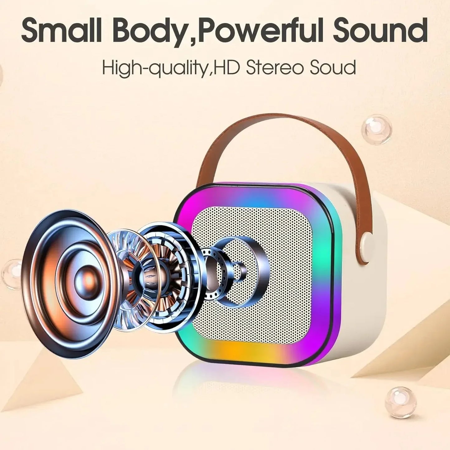 K12 Karaoke Machine Mini Portable BlueTooth Karaoke Speaker with 2 Wireless Microphones Birthday Speaker System Children's Gifts