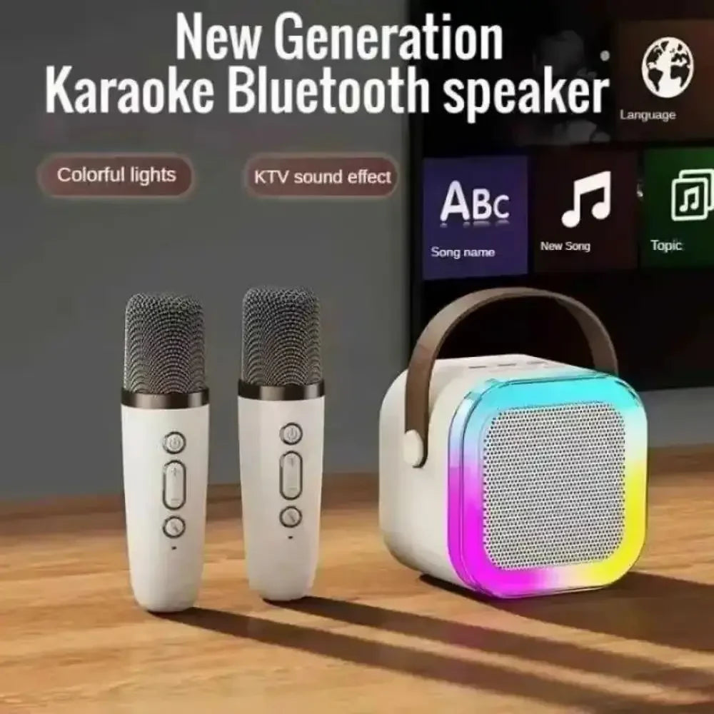 K12 Bluetooth speaker small karaoke machine portable speaker with 1-2 wireless microphones home family singing children's gift
