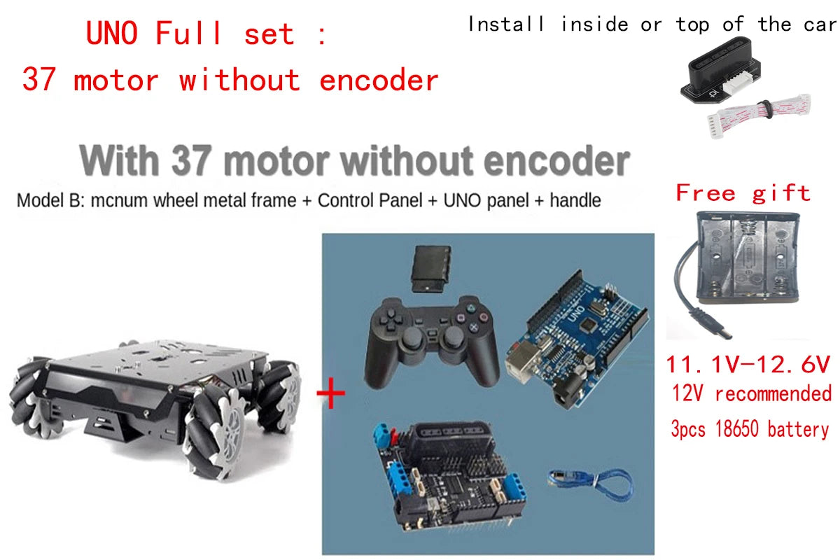V3 Mecanum Wheel 25Kg Load RC Tank with 12V Motor Robot Car Chassis for Arduino Robot DIY Kit UNO/ESP32 Ps2 Programmable Robot