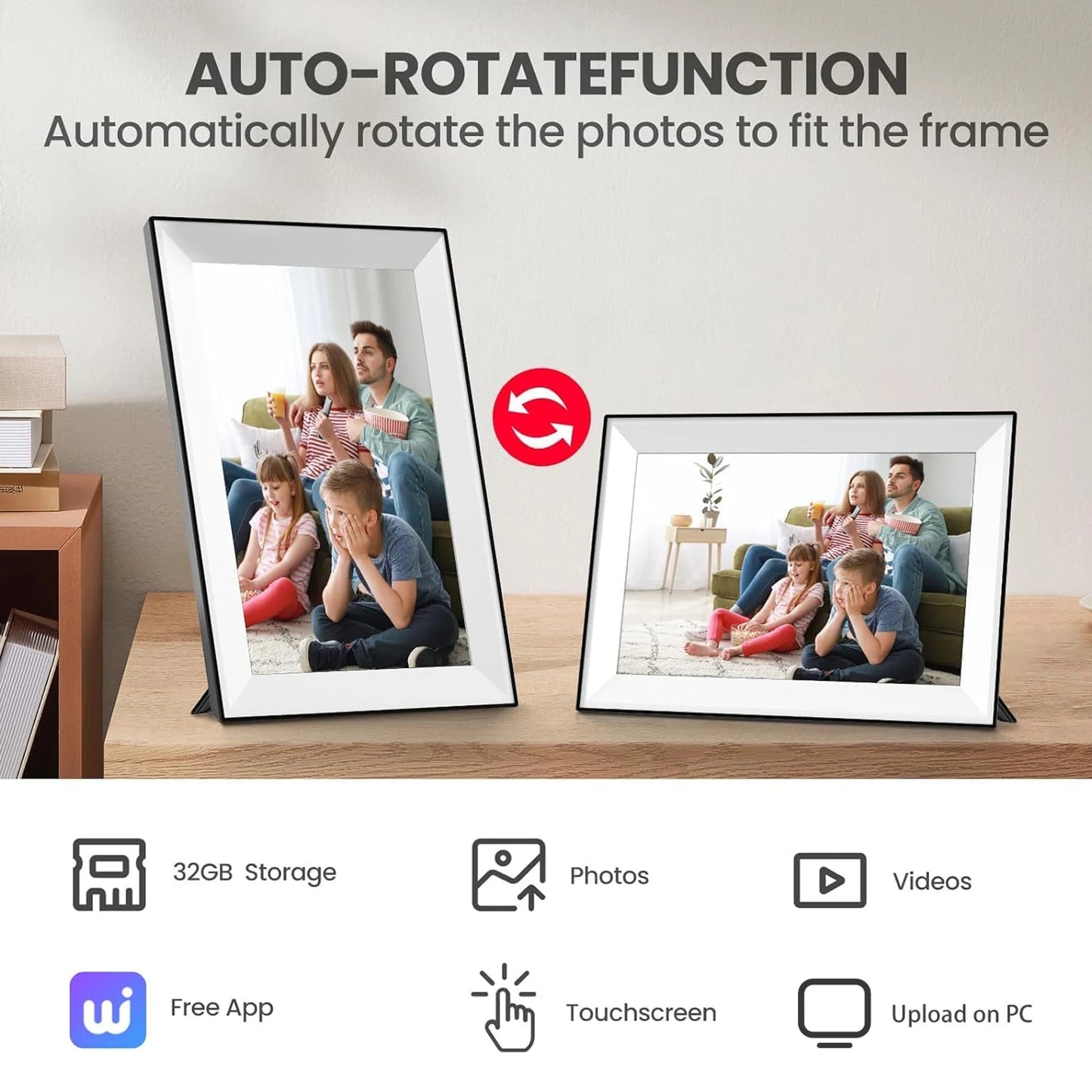 10.1-Inch WiFi Digital Photo Frame Cloud Digital Picture Frame 1280*800 TFT Touch Screen 32GB Storage Share Photo via APP