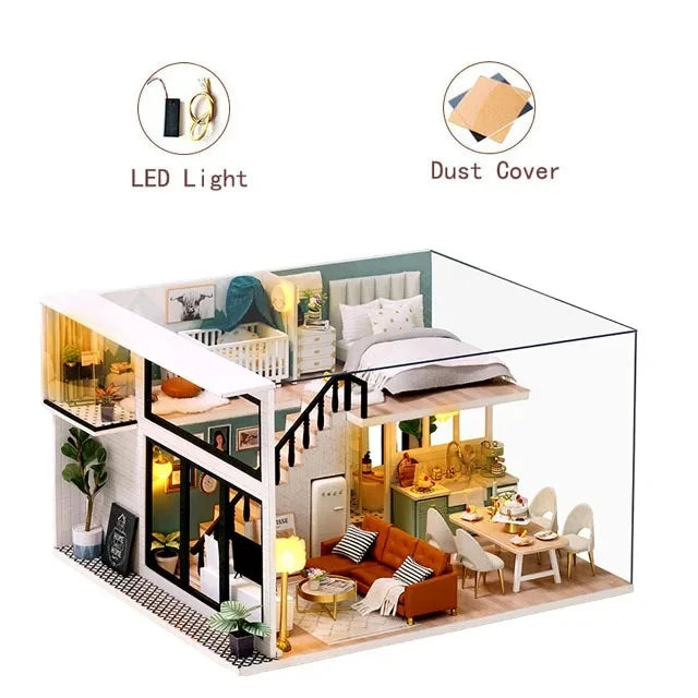 DIY Doll House Wooden Miniature Furniture Dollhouse Handmade house model assembly Toys for Children Birthday Gifts L031