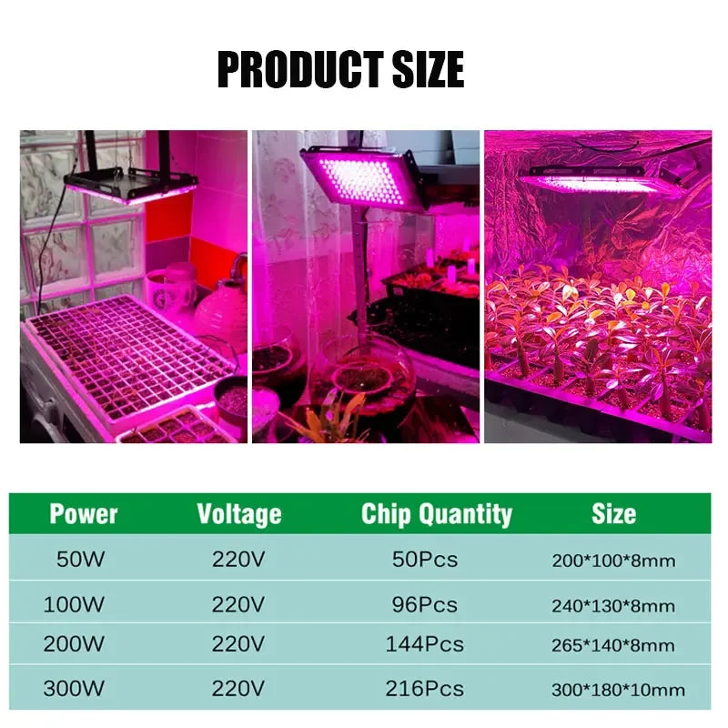 Lamp For Plants Full Spectrum Led Grow Light 220V 50W 100W 200W 300W Phyto Lamp For Greenhouse Hydroponic Plant Growth Lighting