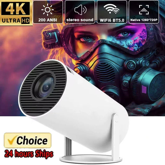 New 2025 4K Android 11 Dual Wifi6 200 ANSI Allwinner H713 BT5.0 1080P 1280*720P Home Cinema Outdoor portable Projetor