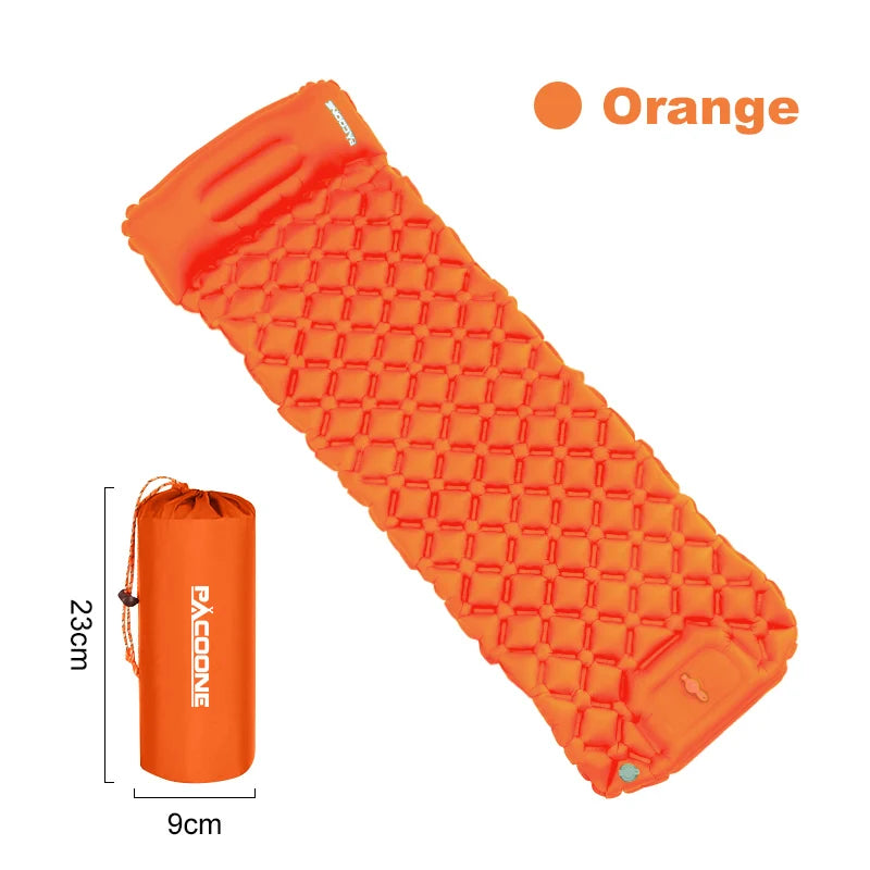 PACOONE Outdoor Sleeping Pad Camping Inflatable Mattress Built-in Pump Ultralight Air Cushion Travel Mat With Headrest For Trave