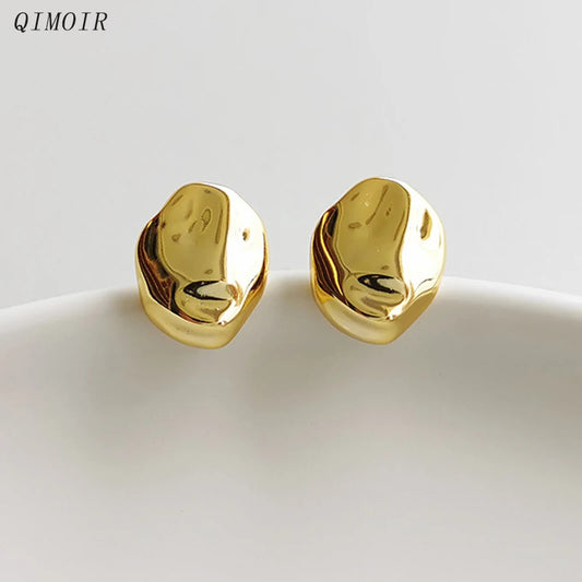 Irregular Metal Cute Earrings For Women Small Size Copper Fashion Trendy Jewelry New Designer Fancy Accessories Party Gift C1382