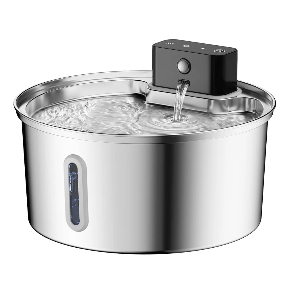 3L 5V Rechargable Automatic Stainless Steel Dogs Water Fountain 4000mAh Wireless Pet Drinker Battery Sensor Dispenser Cat Bowls