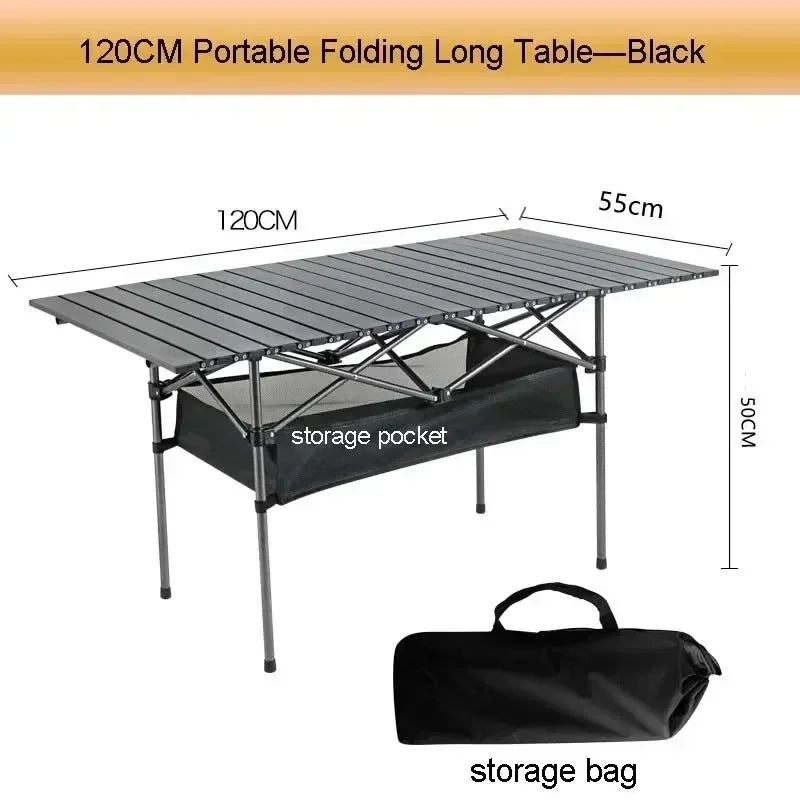 Outdoor Camping Table with Easy Carrying Bag Lightweight for Self-Driving Trips Portable Egg Roll Long Table Picnic Folding Desk