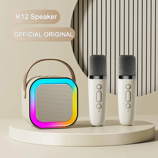 K12 Karaoke Machine Mini Portable BlueTooth Karaoke Speaker with 2 Wireless Microphones Birthday Speaker System Children's Gifts