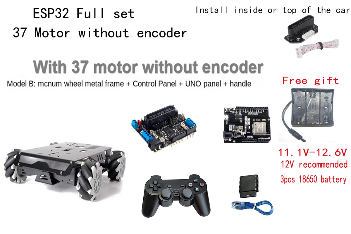 V3 Mecanum Wheel 25Kg Load RC Tank with 12V Motor Robot Car Chassis for Arduino Robot DIY Kit UNO/ESP32 Ps2 Programmable Robot