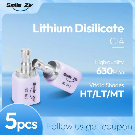 5pcs C14 Dental Lab Lithium Disilicate C14 Glass Ceramic Blocks HT/LT/MT for CAD CAM Sirona Cerec Veneer Dentistry Materials
