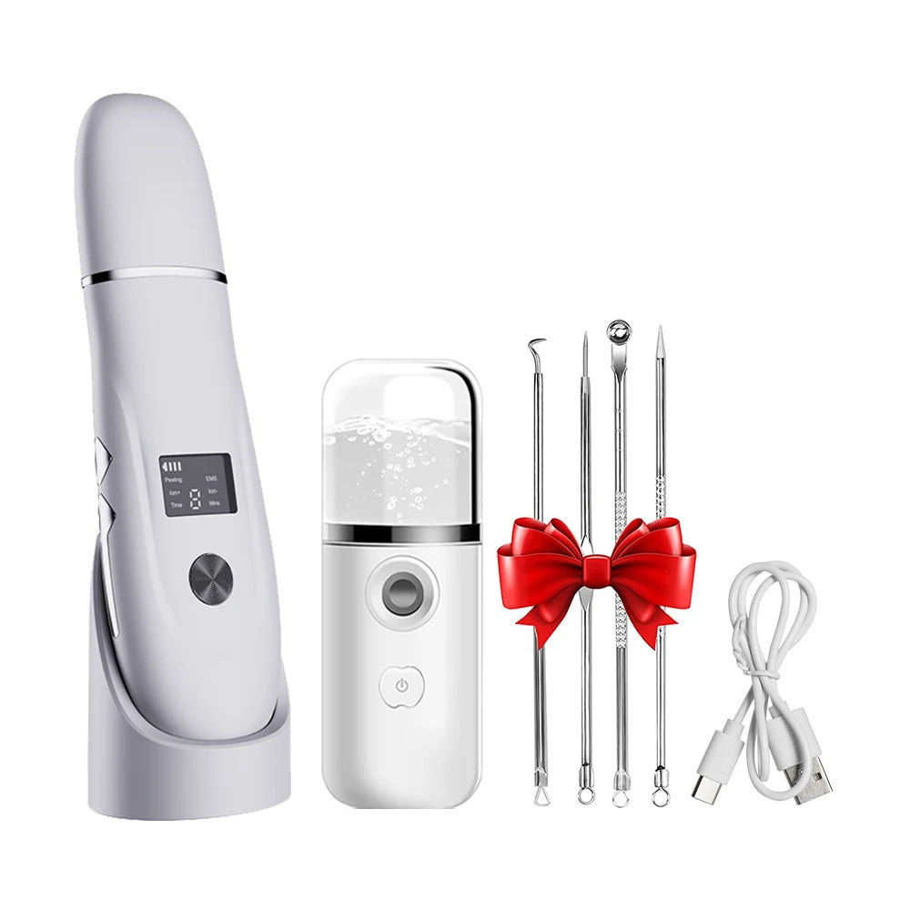 Ultrasonic Skin Scrubber Peeling Blackhead Remover Facial Spatula Deep Face Cleaning Pore Cleaner Facial Shovel Cleanser